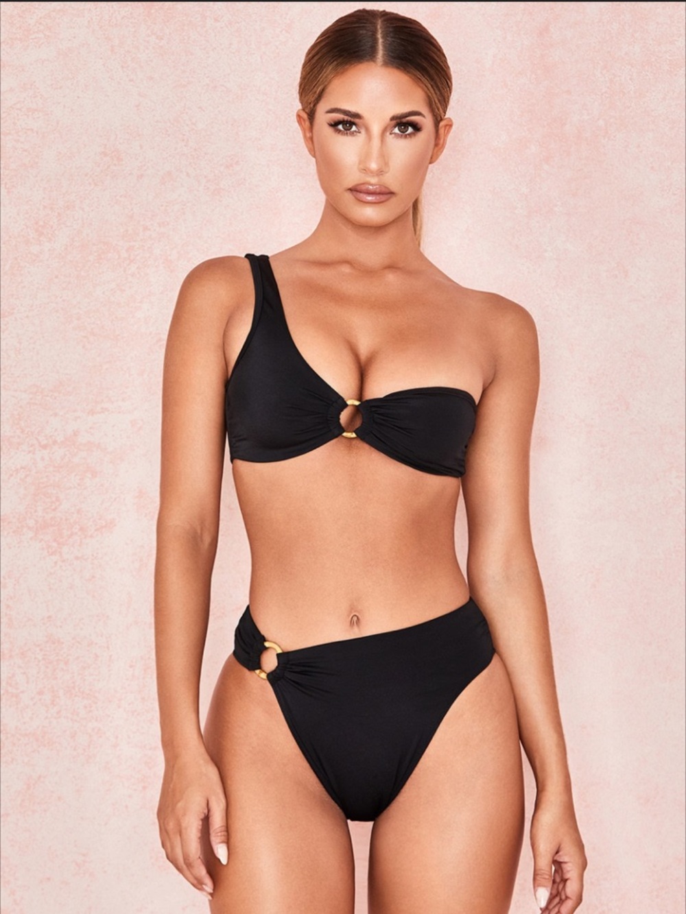House of CB Black One-Shoulder Bikini